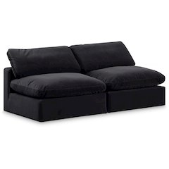 Comfy Black Velvet Modular Sofa