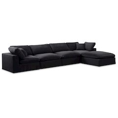 Comfy Black Velvet Modular Sectional