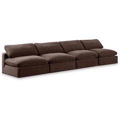 Comfy Brown Velvet Modular Sofa
