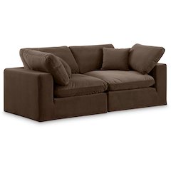 Comfy Brown Velvet Modular Sofa