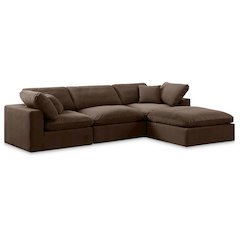 Comfy Brown Velvet Modular Sectional