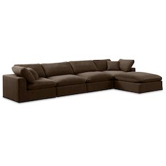 Comfy Brown Velvet Modular Sectional