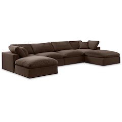 Comfy Brown Velvet Modular Sectional