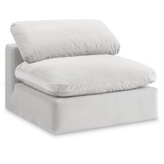 Comfy Cream Velvet Modular Armless Chair