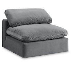 Comfy Grey Velvet Modular Armless Chair