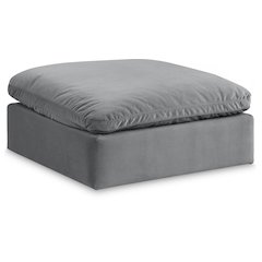 Comfy Grey Velvet Modular Ottoman