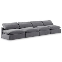 Comfy Grey Velvet Modular Sofa
