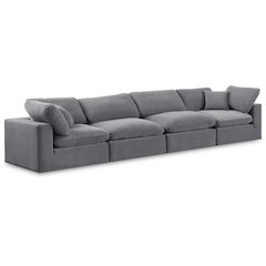 Comfy Grey Velvet Modular Sofa