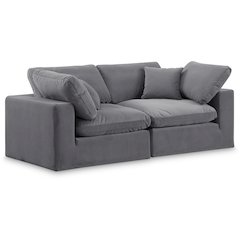 Comfy Grey Velvet Modular Sofa