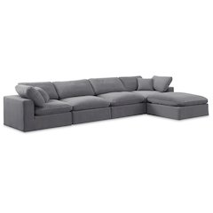 Comfy Grey Velvet Modular Sectional