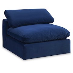 Comfy Navy Velvet Modular Armless Chair