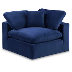 Comfy Navy Velvet Modular Corner Chair