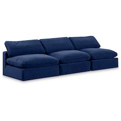 Comfy Navy Velvet Modular Sofa