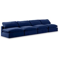 Comfy Navy Velvet Modular Sofa