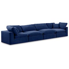 Comfy Navy Velvet Modular Sofa