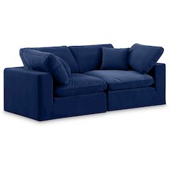 Comfy Navy Velvet Modular Sofa
