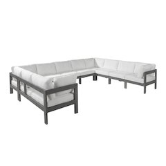 White Fabric Outdoor Patio Modular Sectional For Contemporary Lounge Comfort