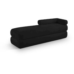 Kennedy Black Faux Shearling Teddy Fabric Bench