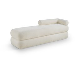 Kennedy Cream Faux Shearling Teddy Fabric Bench