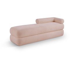 Kennedy Pink Faux Shearling Teddy Fabric Bench