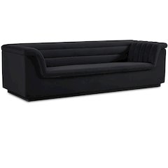 Cascade Black Velvet Fabric Sofa