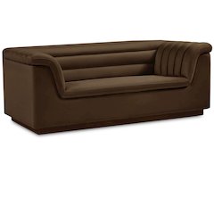 Cascade Brown Velvet Fabric Loveseat