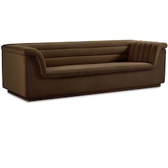 Cascade Brown Velvet Fabric Sofa