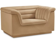 Cascade Camel Velvet Fabric Chair