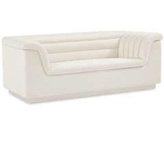 Cascade Cream Velvet Fabric Loveseat