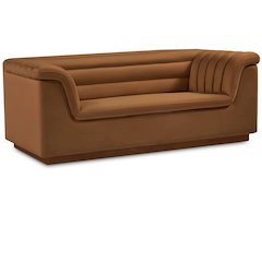Cascade Saddle Velvet Fabric Loveseat