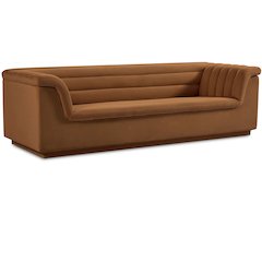 Cascade Saddle Velvet Fabric Sofa