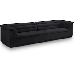 Cascade Black Velvet Fabric Modular Sofa