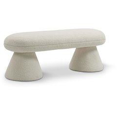 Drum Beige Faux Shearling Teddy Fabric Bench