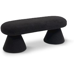 Drum Black Faux Shearling Teddy Fabric Bench