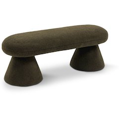 Drum Green Faux Shearling Teddy Fabric Bench