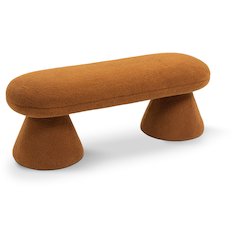 Drum Saddle Faux Shearling Teddy Fabric Bench