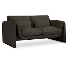 Stylus Brown Boucle Fabric Loveseat