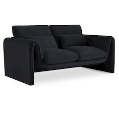 Sloan Black Velvet Fabric Loveseat