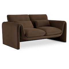 Sloan Brown Velvet Fabric Loveseat