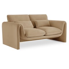 Sloan Camel Velvet Fabric Loveseat