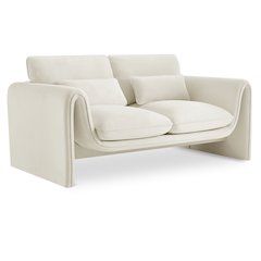 Sloan Cream Velvet Fabric Loveseat