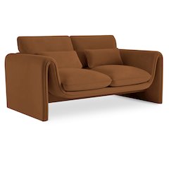 Sloan Saddle Velvet Fabric Loveseat