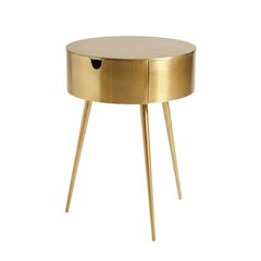 Gold Finish Nightstand with Contemporary Style for Bedroom Storage