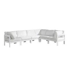 White Fabric Outdoor Patio Modular Sectional With Contemporary Style