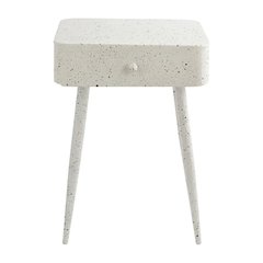 White Iron Nightstand with Terrazzo White Finish and Contemporary Style