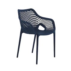 Navy Outdoor Dining Chair Set With Protective Finish For Patio Use
