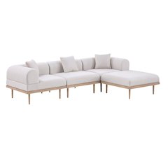 Beige Fabric Outdoor Sectional With Cushions And Contemporary Design