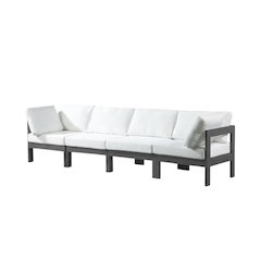 White Fabric Outdoor Patio Modular Sofa With Contemporary Style