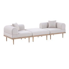 Beige Fabric Outdoor Modular Sofa With Cushions And Contemporary Style