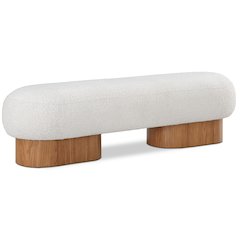 Robertson Cream Boucle Fabric Bench